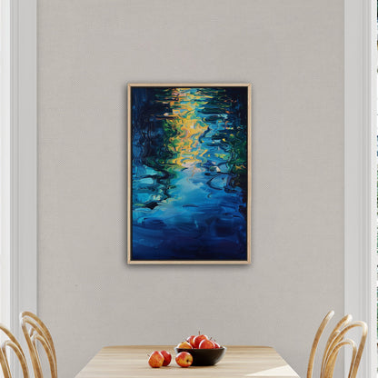 Mesmerizing abstract oil painting of water with vibrant ripples - Enchanting Oasis