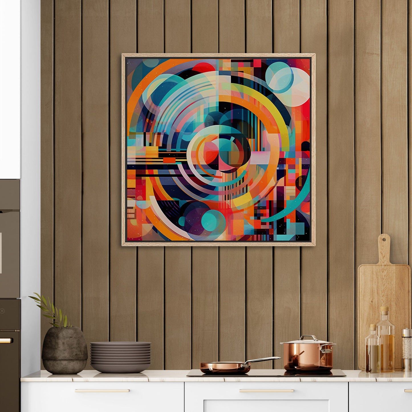 Colorful Geometric Abstract Painting - Electric Dreams in Technicolor