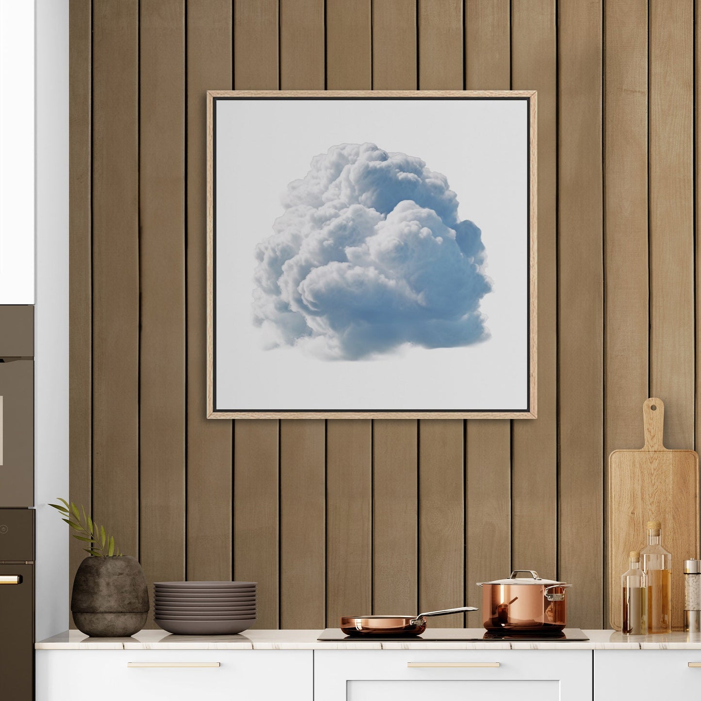 Single White Cloud on White Background Nursery Art - Heavenly White Serenity