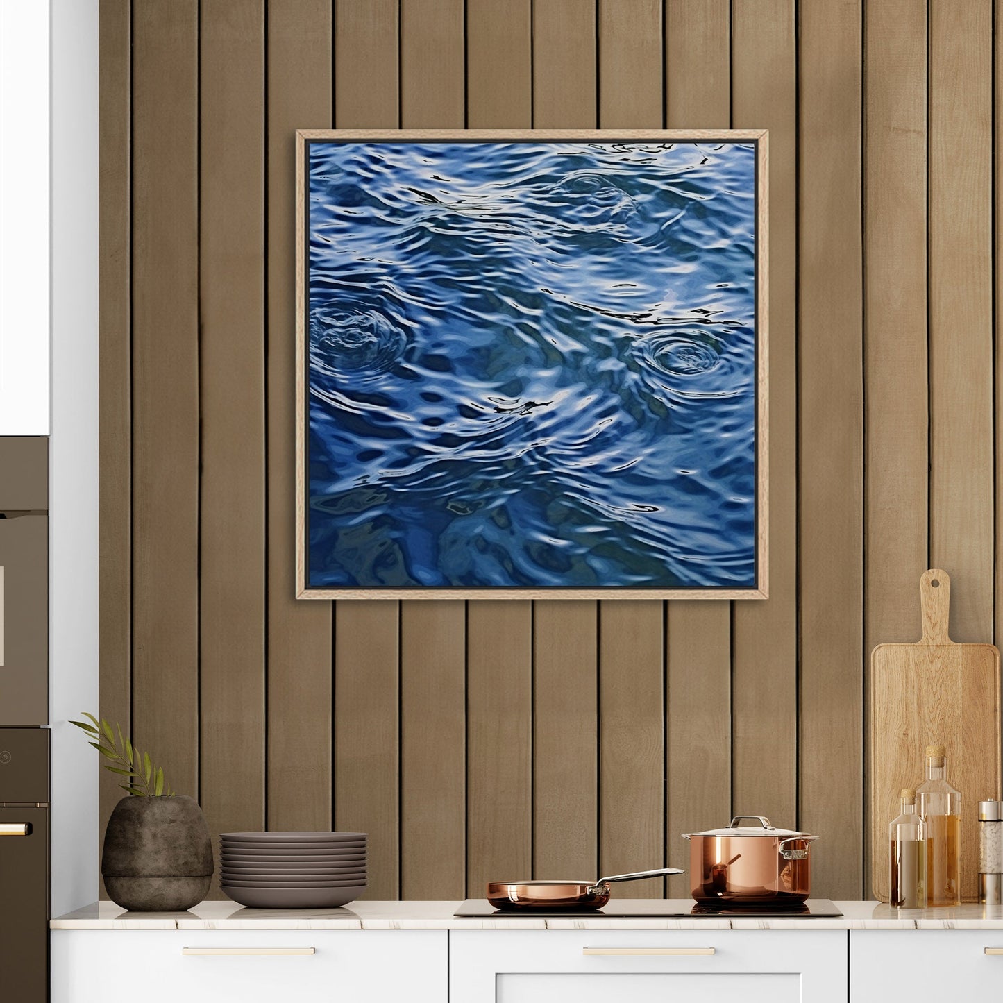 Tranquil blue water ripples in cubist masterpiece - Serene Dimensions