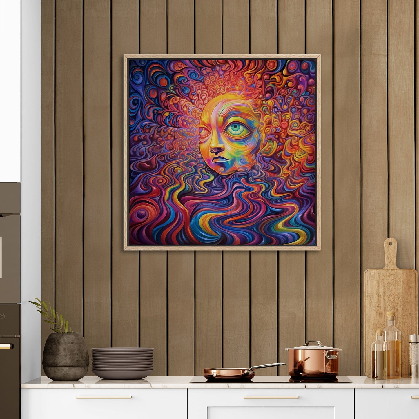 Psychedelic Portrait of an Enlightened Being - Vibrant Cosmic Revolution