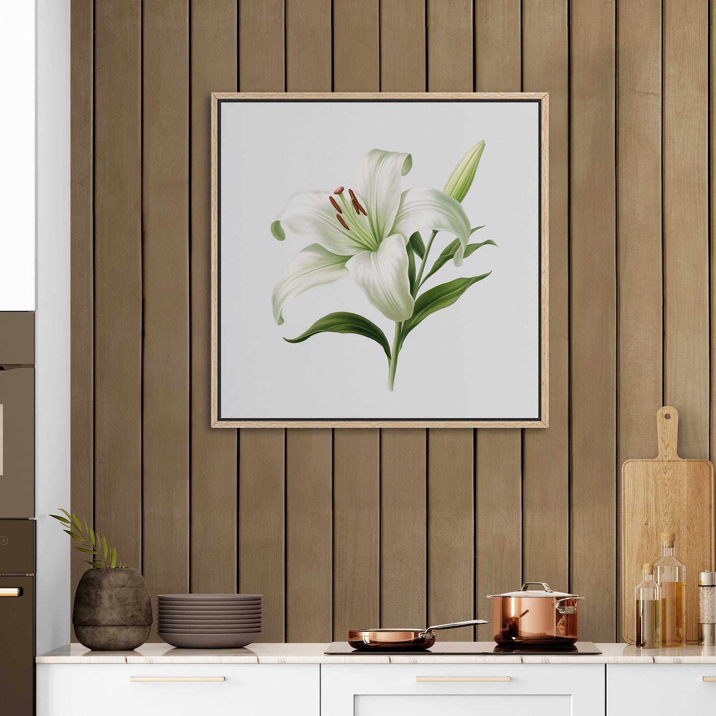 Painting of a Single Lily Highly Detailed on White Background - Lily Elegance