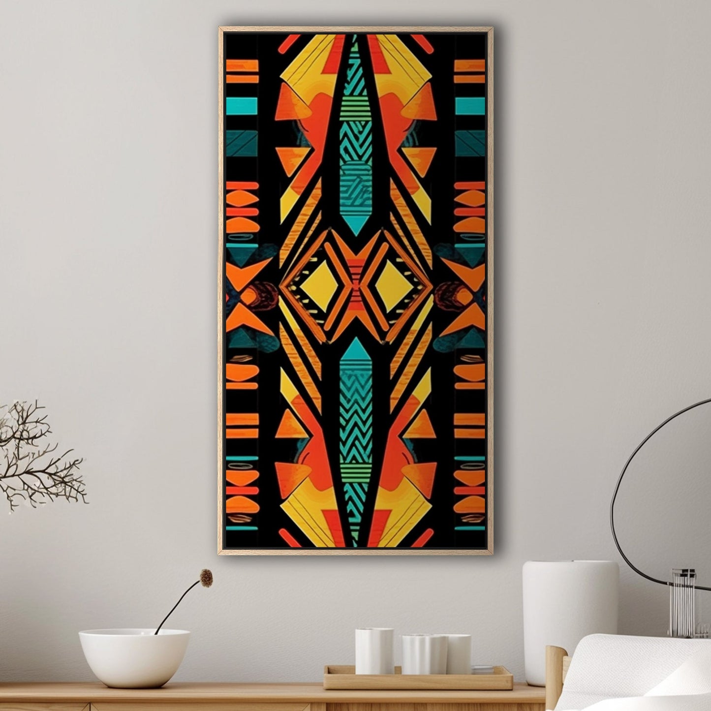 Tribal African Symmetrical Abstract Painting - Tribal Rhythms: Modern Color Explosion