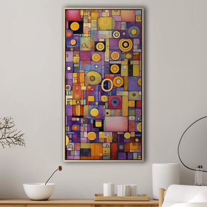 Craft Style Geometric Abstract Art Painting - Whimsical Mosaic Symphony