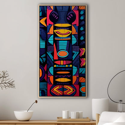 Tribal Totem Style Abstract Painting - Tribal Rhythms: Bold & Vibrant