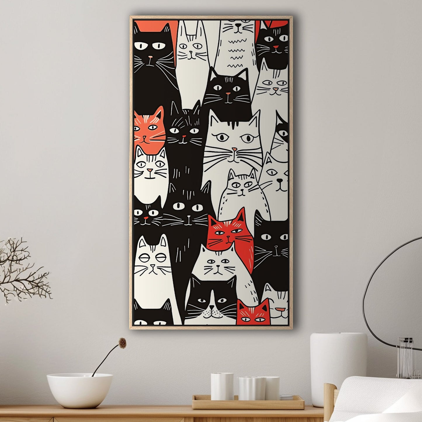 Black, white, red, orange cats drawing - Curious Cats in Gemma's Comics