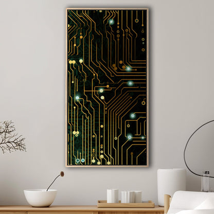 Impressionistic Circuit Board Painting - Electric Binary Fusion Circuits