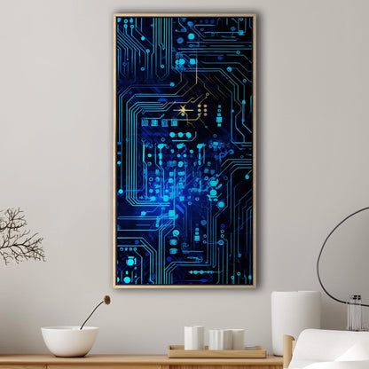 Impressionistic Circuit Board Painting - Electric Binary Dreams