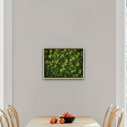 Stunning wall art with lush greens and tiny wildflowers - Enchanted Oasis