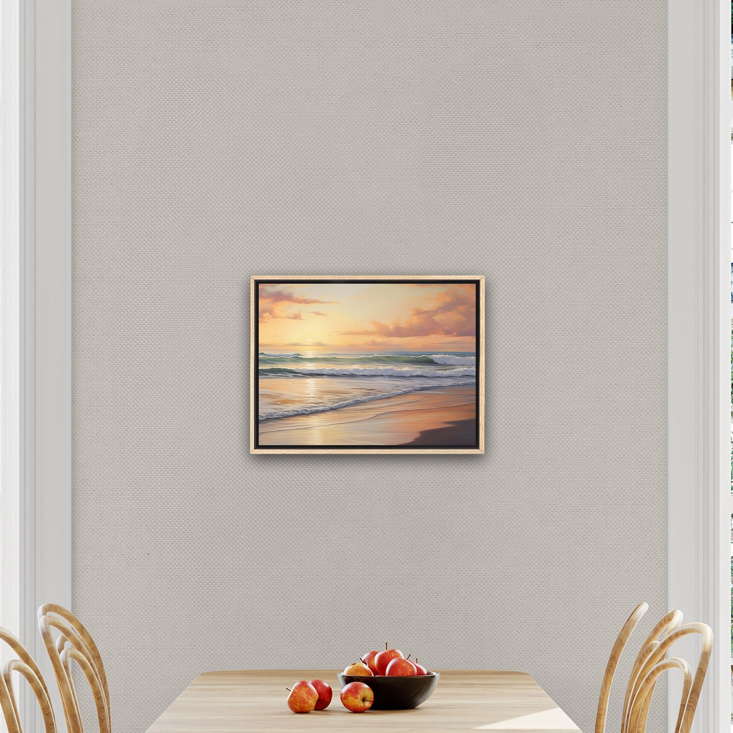 Coastal Beach Painting at Sunset - Golden Coast Sunset Serenity