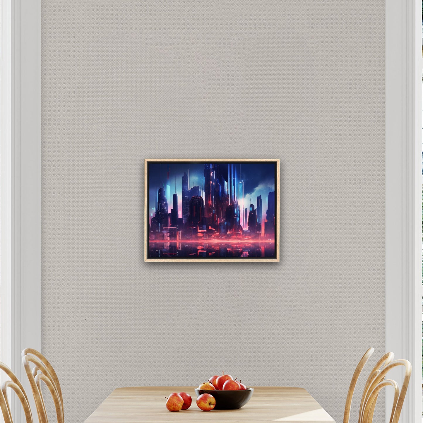 Cityscape Painting of Futuristic Skyline - Neon Cyber Cityscape