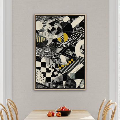 Black and White Geometric Abstract Painting - Cosmic Chaos