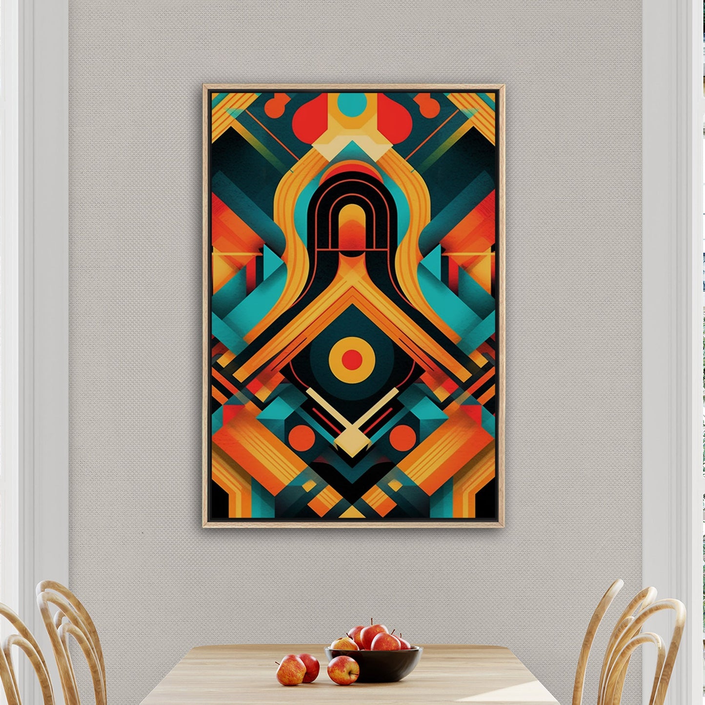 Art Deco Style Symmetrical Abstract Colorful Digital Render - Vibrant Textile Dance