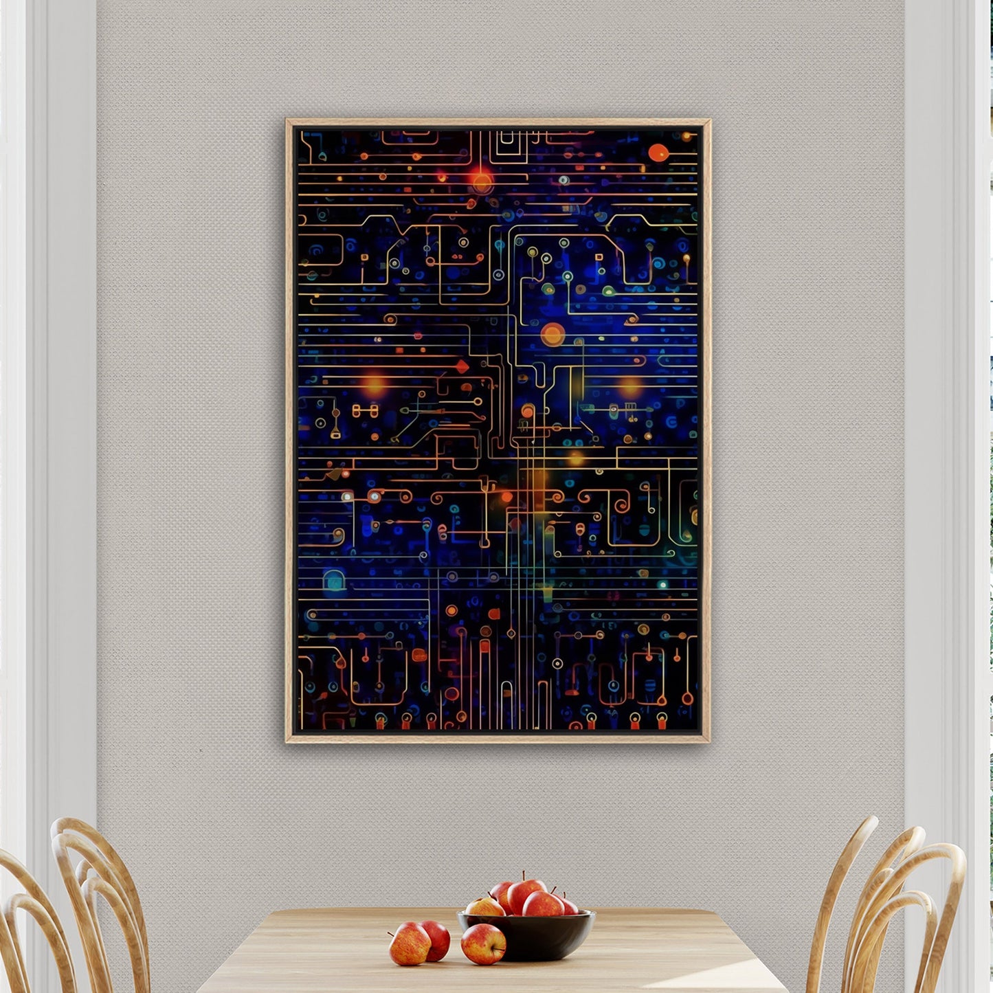 Impressionistic Circuit Board Painting - Binary Circuitry Revival