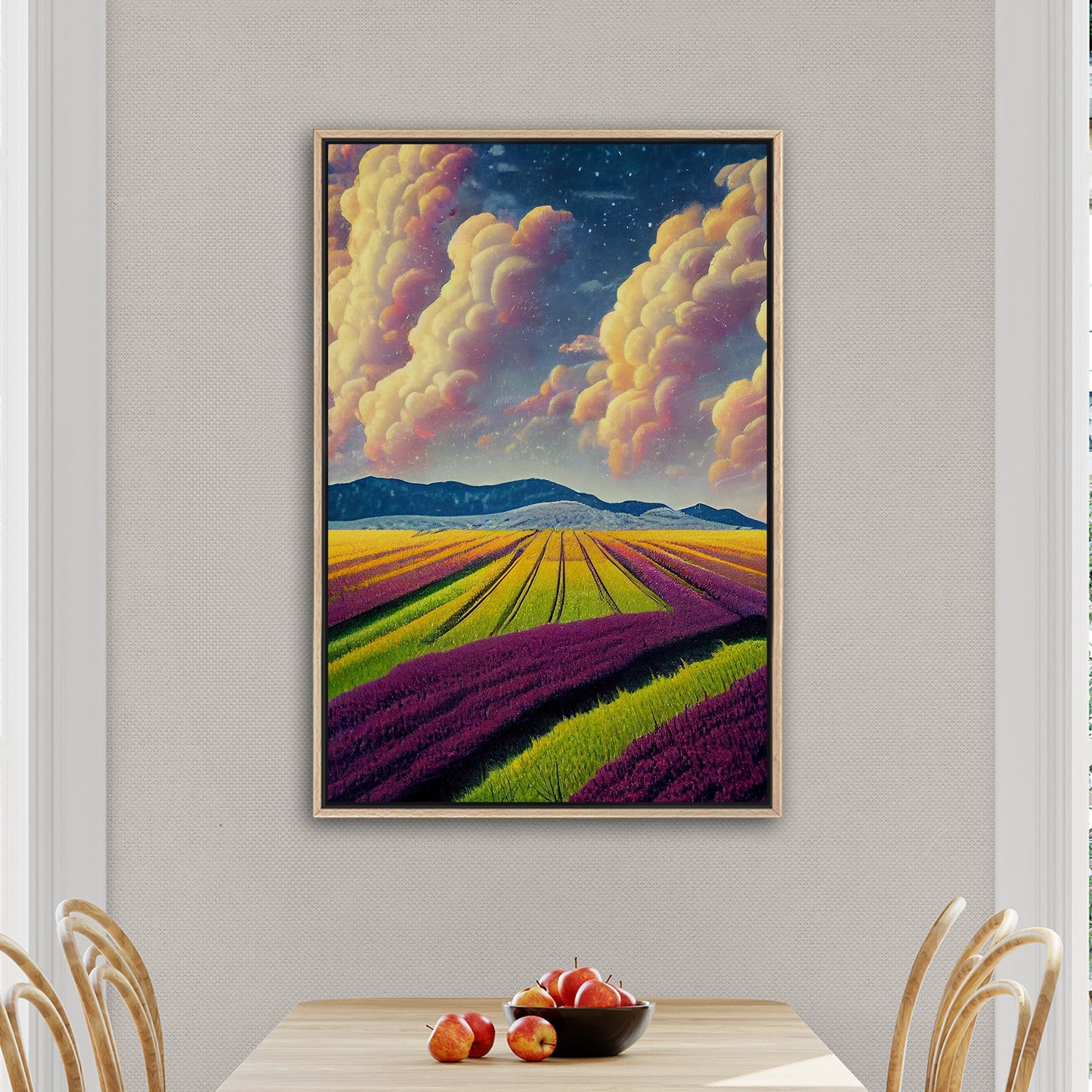 Surreal Whimsical Grape Fields Landscape Illustration - The Grape Sky