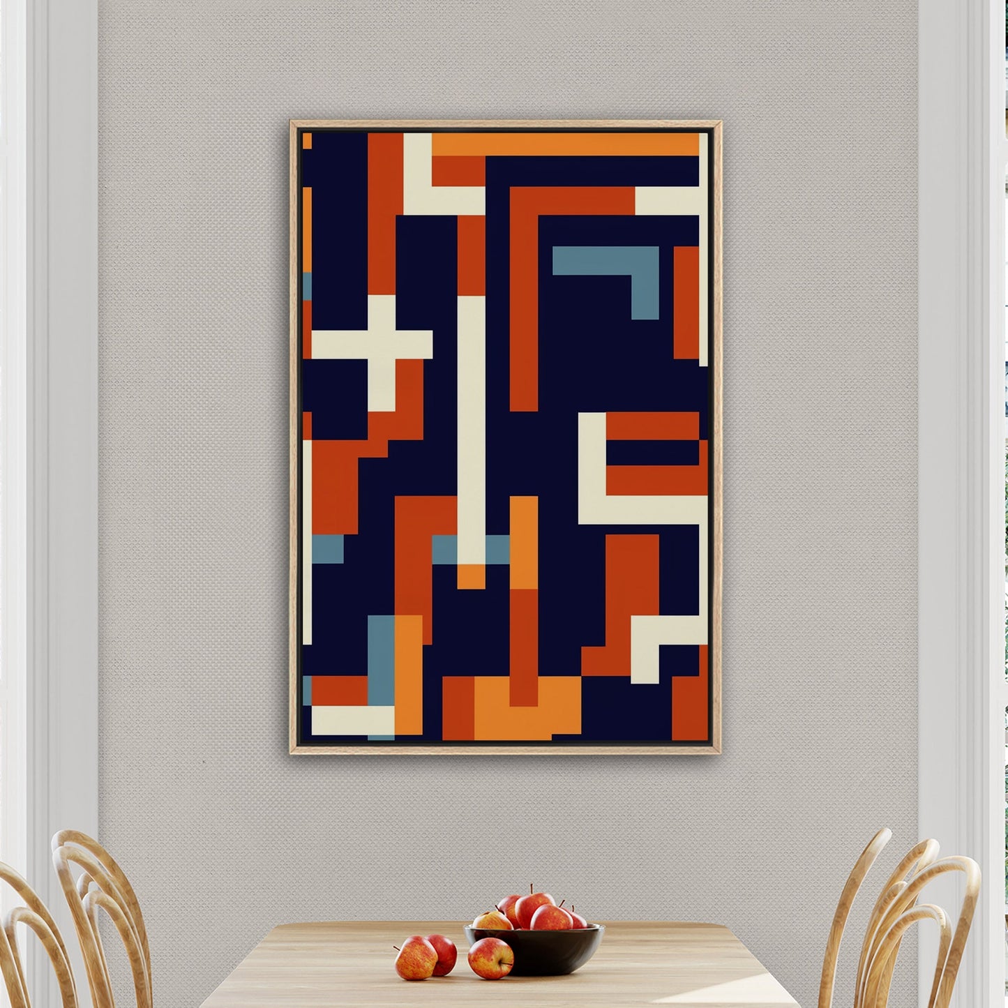 Geometric abstract wall art in blue and gold - Zenith Bliss