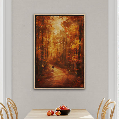 Autumn landscape in brown and orange - Ethereal Wanderer in Rembrandt's Autumn Forest