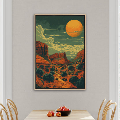 Red Rocks Desert Stylized Illustration - Red Reverie