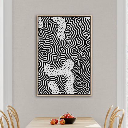 Dynamic abstract black and white brain coral texture print - Mesmerizing Monochrome Wavelengths