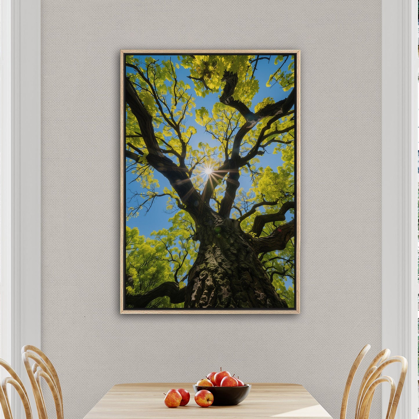 Photorealistic Tree Trunk View of Tree and Sky - Tranquil Vitality: Sunlit Tree Dream