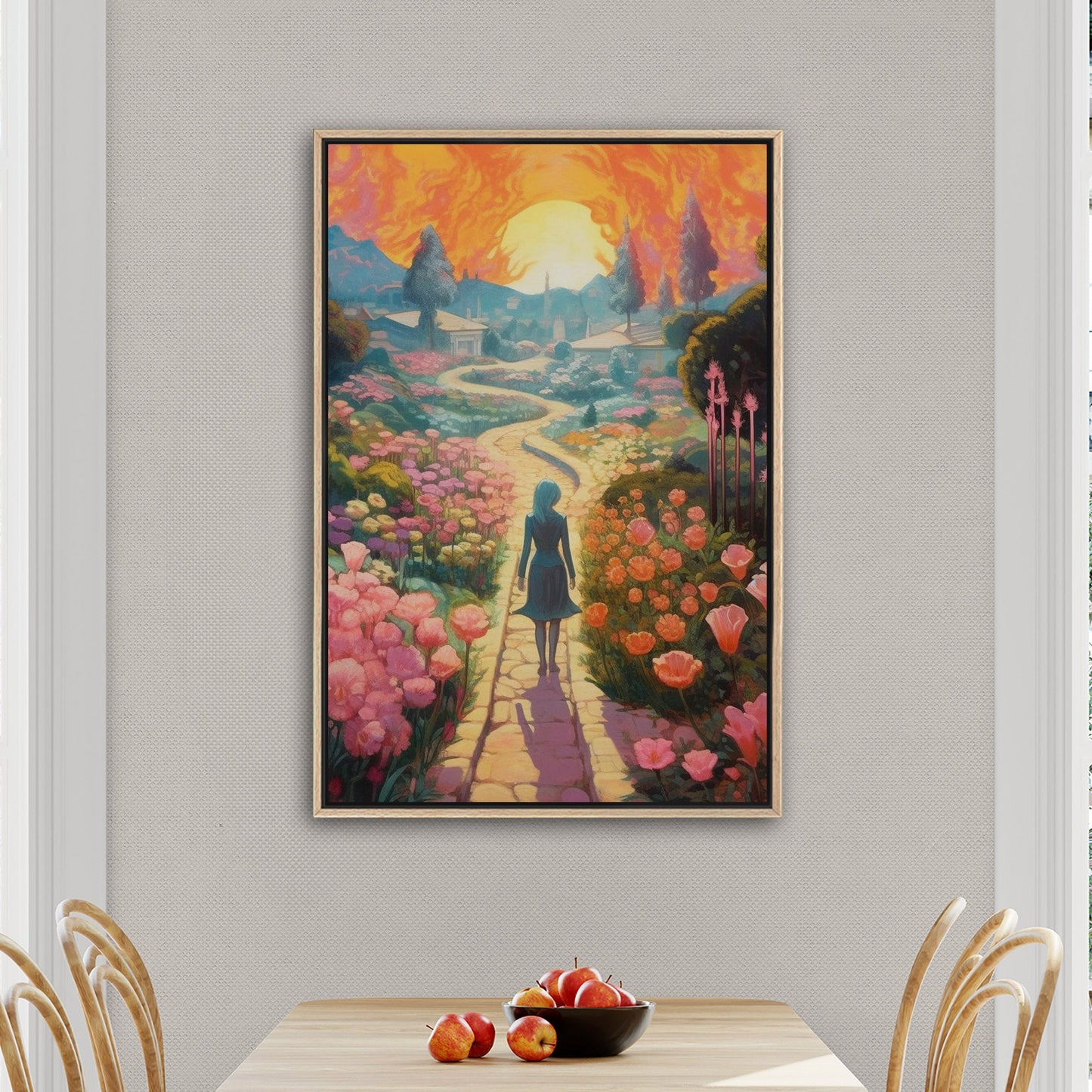 Child's Room Whimsical Fairytale Watercolor Landscape - Enchanted Floral Pathways