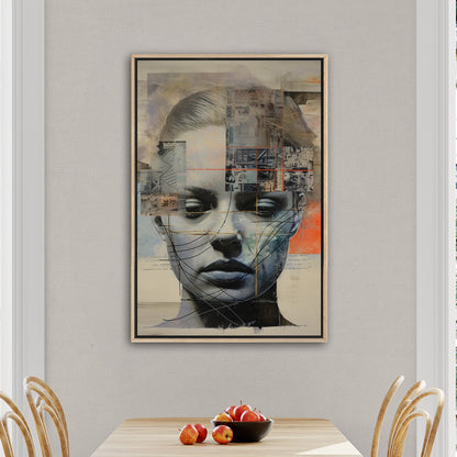 Mixed Media Portrait of a Somber Woman - Spectrum of Reflection