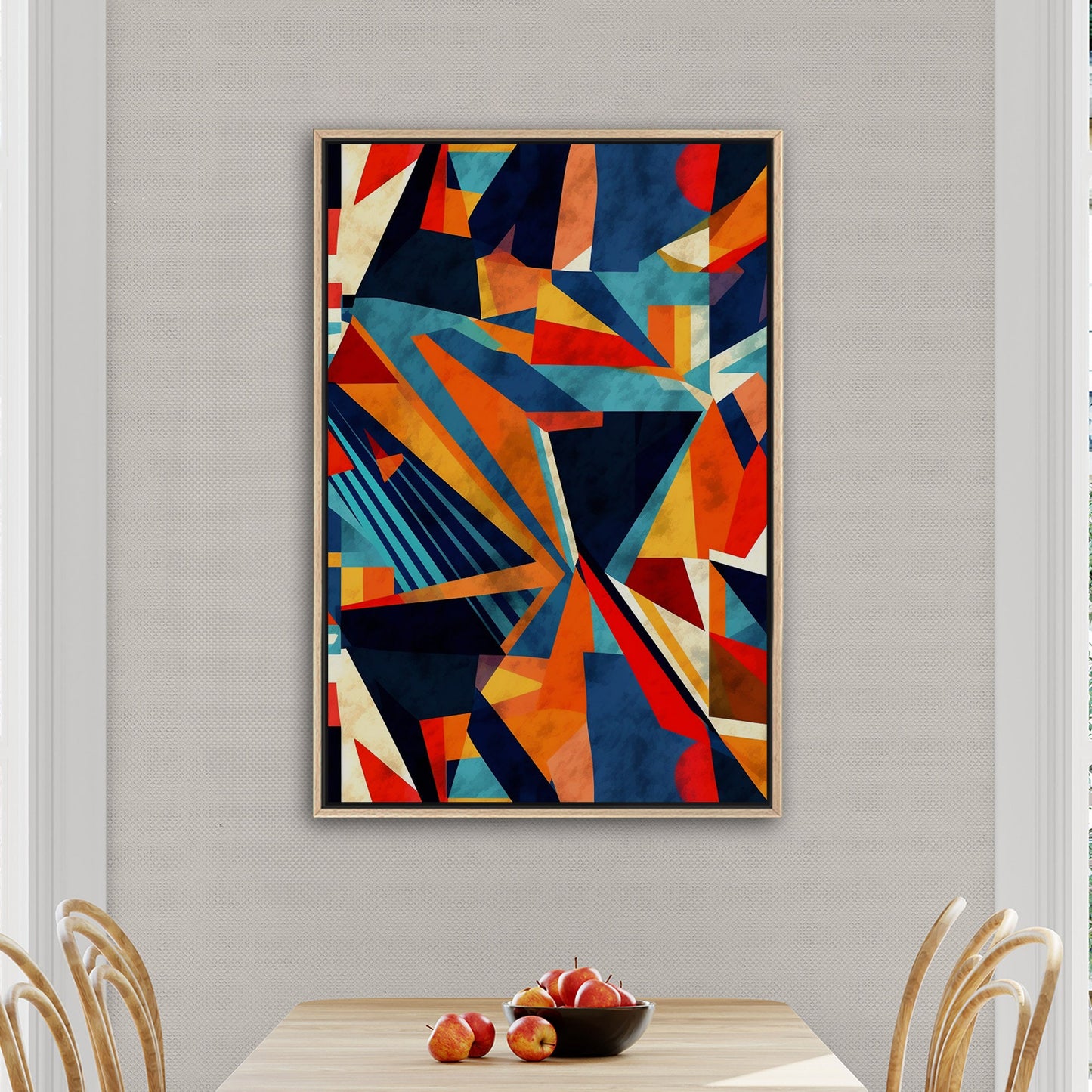 Bold, abstract wall art with geometric shapes and vibrant colors - Transformative Abstraction