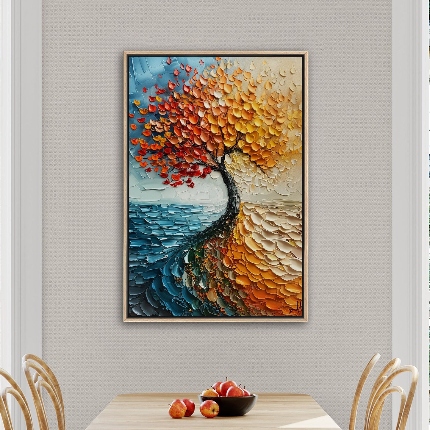 Stylized Tree of Life in Blues and Orange - Energy Elation