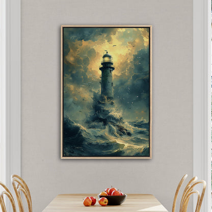 Handmade coastal lighthouse artwork - Illuminated Tranquility