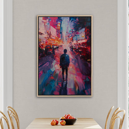 Impressionistic Painting of Modern City in Vibrant Pinks and Blues - Embrace the Vision