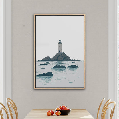 Minimalist Lighthouse Art in Retro Colors - Coastal Dreamer