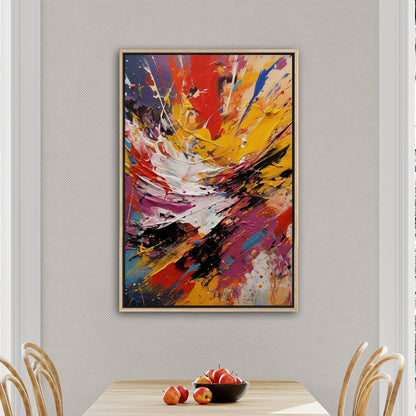 Vibrant abstract art piece with paint splatters - Eclectic Dream