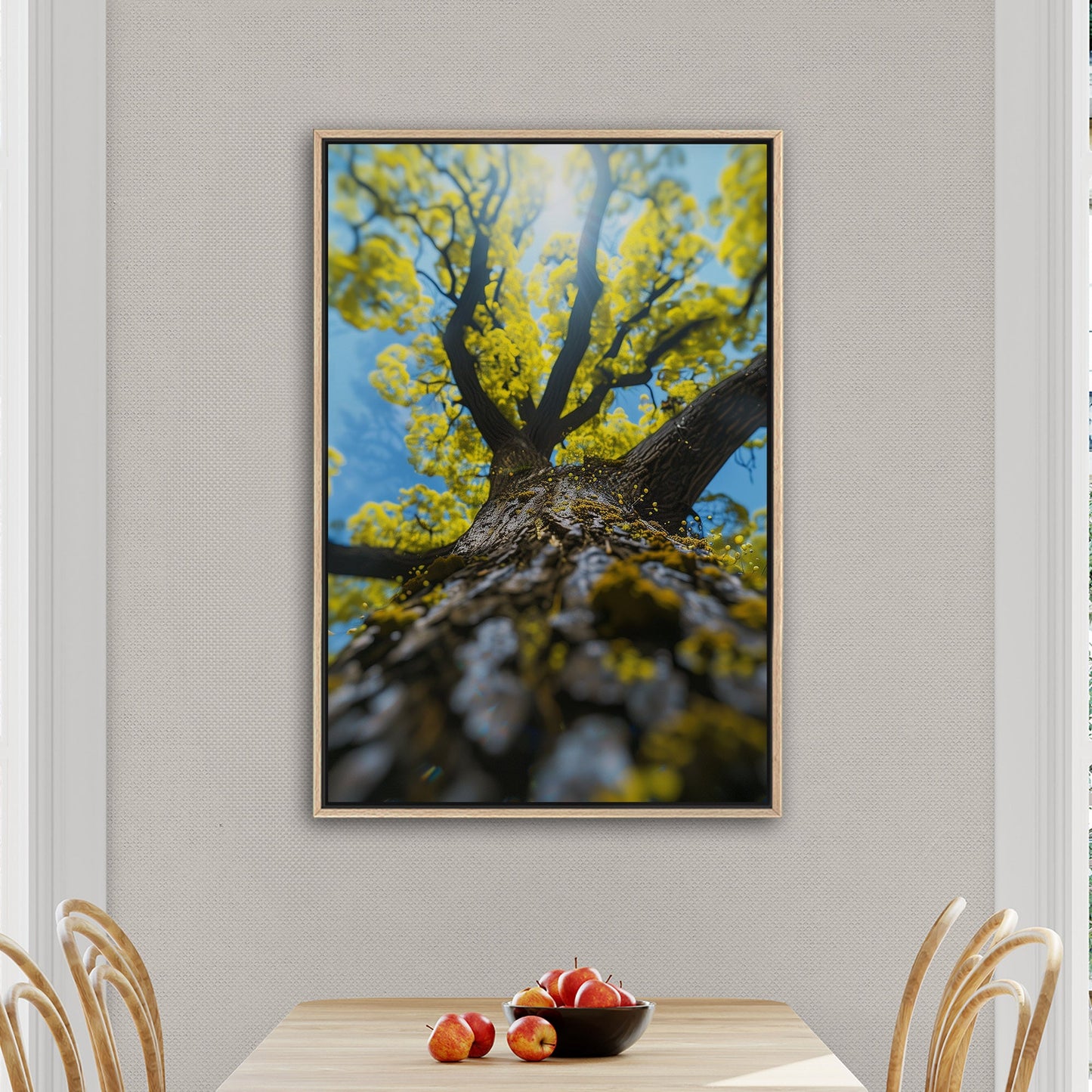 Photorealistic View of Tree Trunk, Branches and Sky - Enchanted Tree Under Sunlit Sky