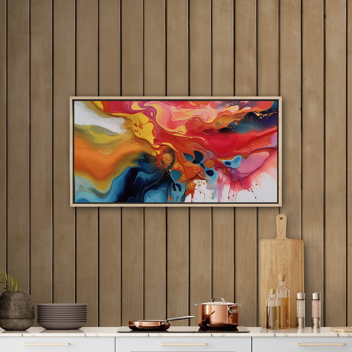 Vibrant Multicolor Oil Paint Abstract - Fluidity in Vibrant Color