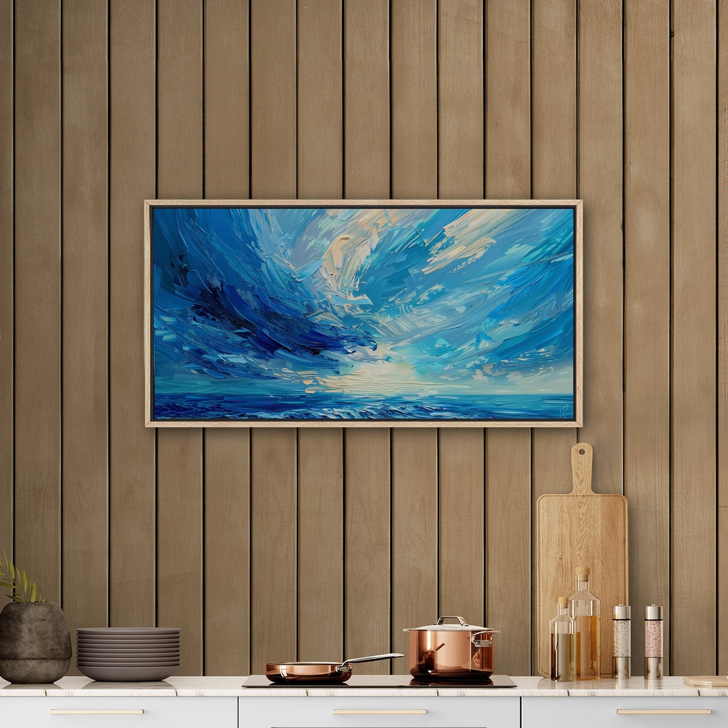 Elevate your space with this mesmerizing - Vibrant Abstract Ocean Brushstroke Art