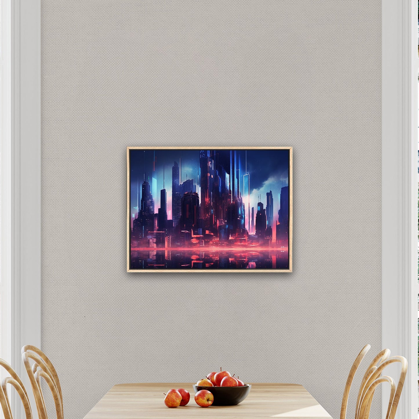 Cityscape Painting of Futuristic Skyline - Neon Cyber Cityscape