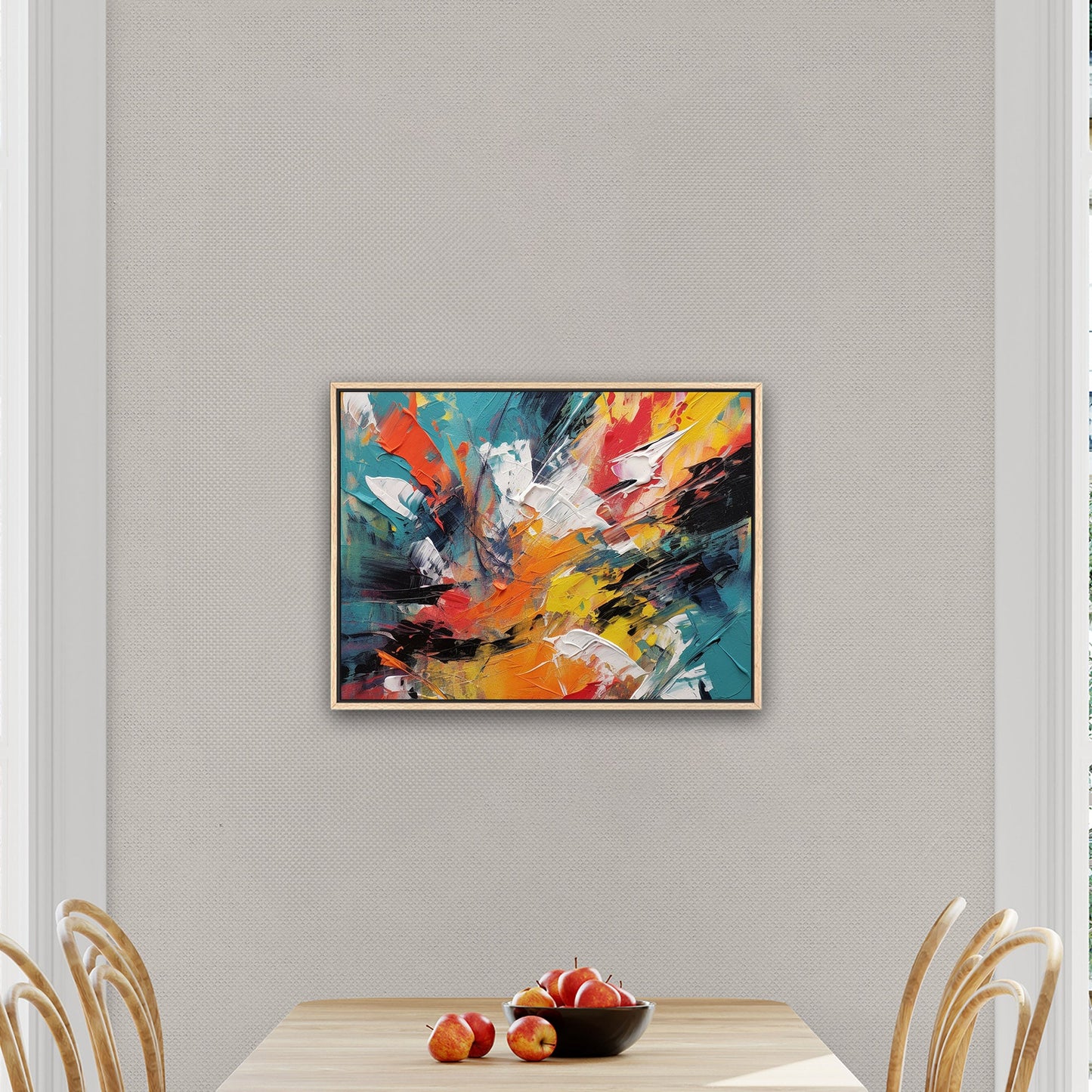 Abstract Oil Painting in Bright Colors - Vivid Burst of Abstract Energy