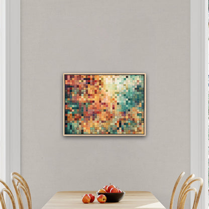 Abstract Geometric Squares Painting - Retro Pixelated Geometric Flare