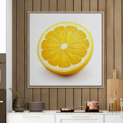 Still Life of a Lemon on White Background - Zesty Summer Citrus Slice