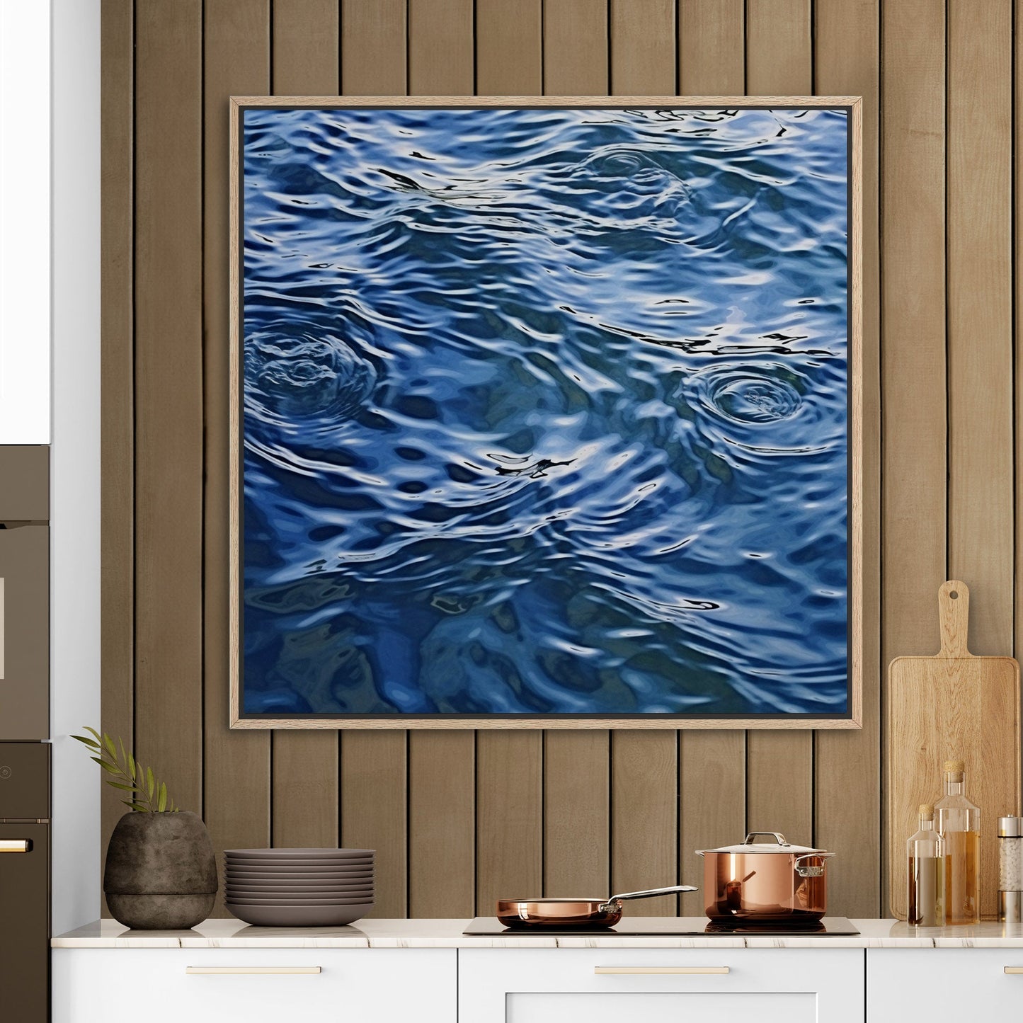 Tranquil blue water ripples in cubist masterpiece - Serene Dimensions