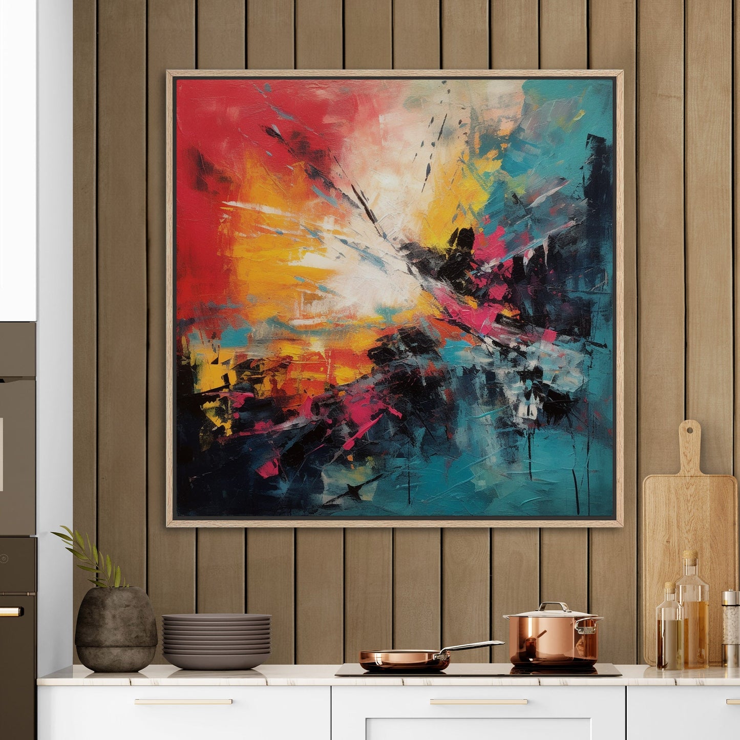 Abstract office decor with vibrant brushstrokes - Energy Explosion