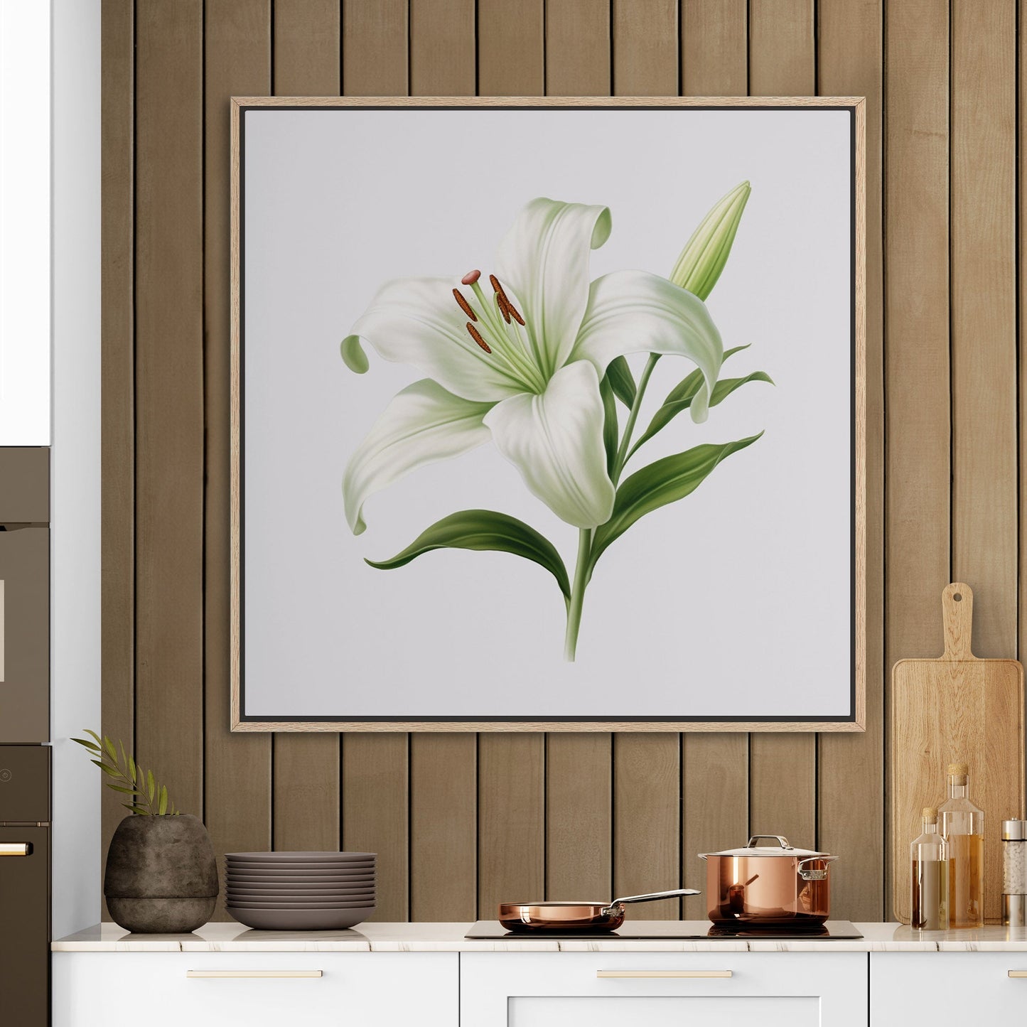 Painting of a Single Lily Highly Detailed on White Background - Lily Elegance