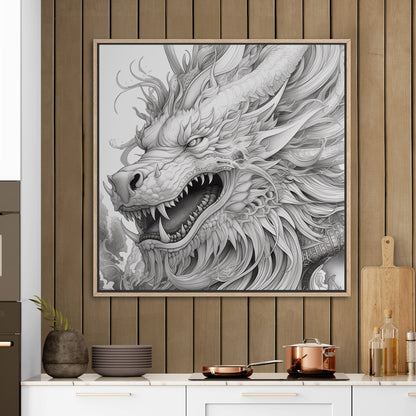 Pencil Drawing Style of Asian Dragon Head - Mythical Dragon: Intricate Allure