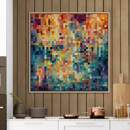 Geomtric Abstract Square Painting - Retro Geometric Pixels