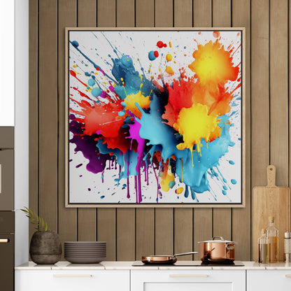 3D Digital Render of Splattered Colors - Vivid Spectrum Splatter Art