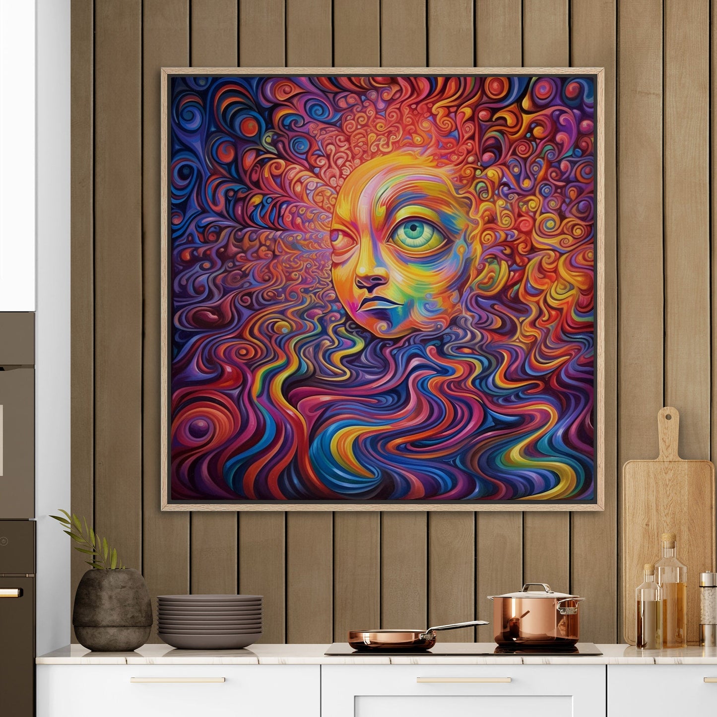 Psychedelic Portrait of an Enlightened Being - Vibrant Cosmic Revolution