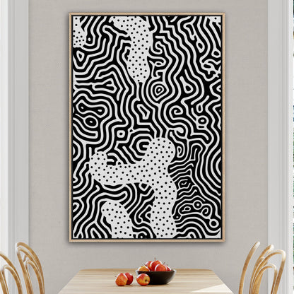 Dynamic abstract black and white brain coral texture print - Mesmerizing Monochrome Wavelengths