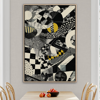 Black and White Geometric Abstract Painting - Cosmic Chaos