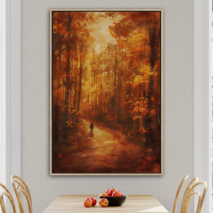 Autumn landscape in brown and orange - Ethereal Wanderer in Rembrandt's Autumn Forest