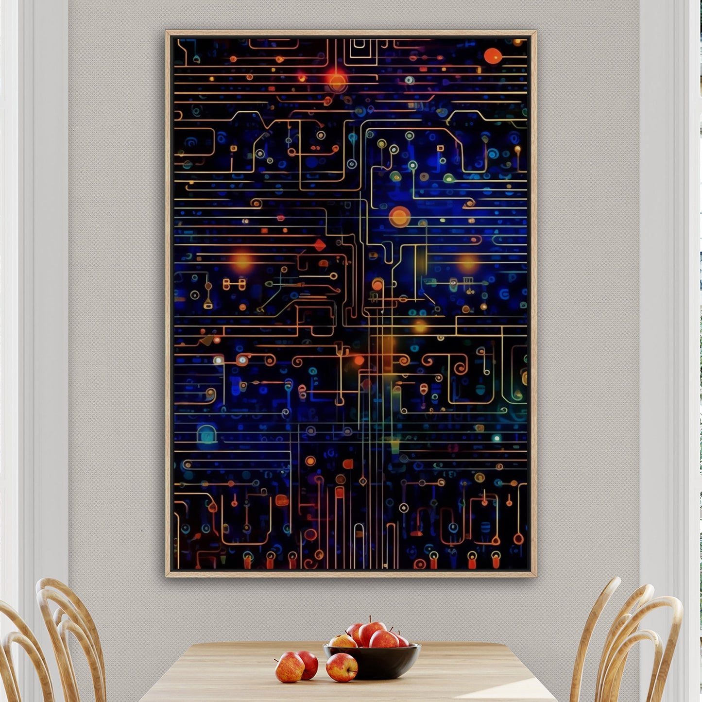 Impressionistic Circuit Board Painting - Binary Circuitry Revival